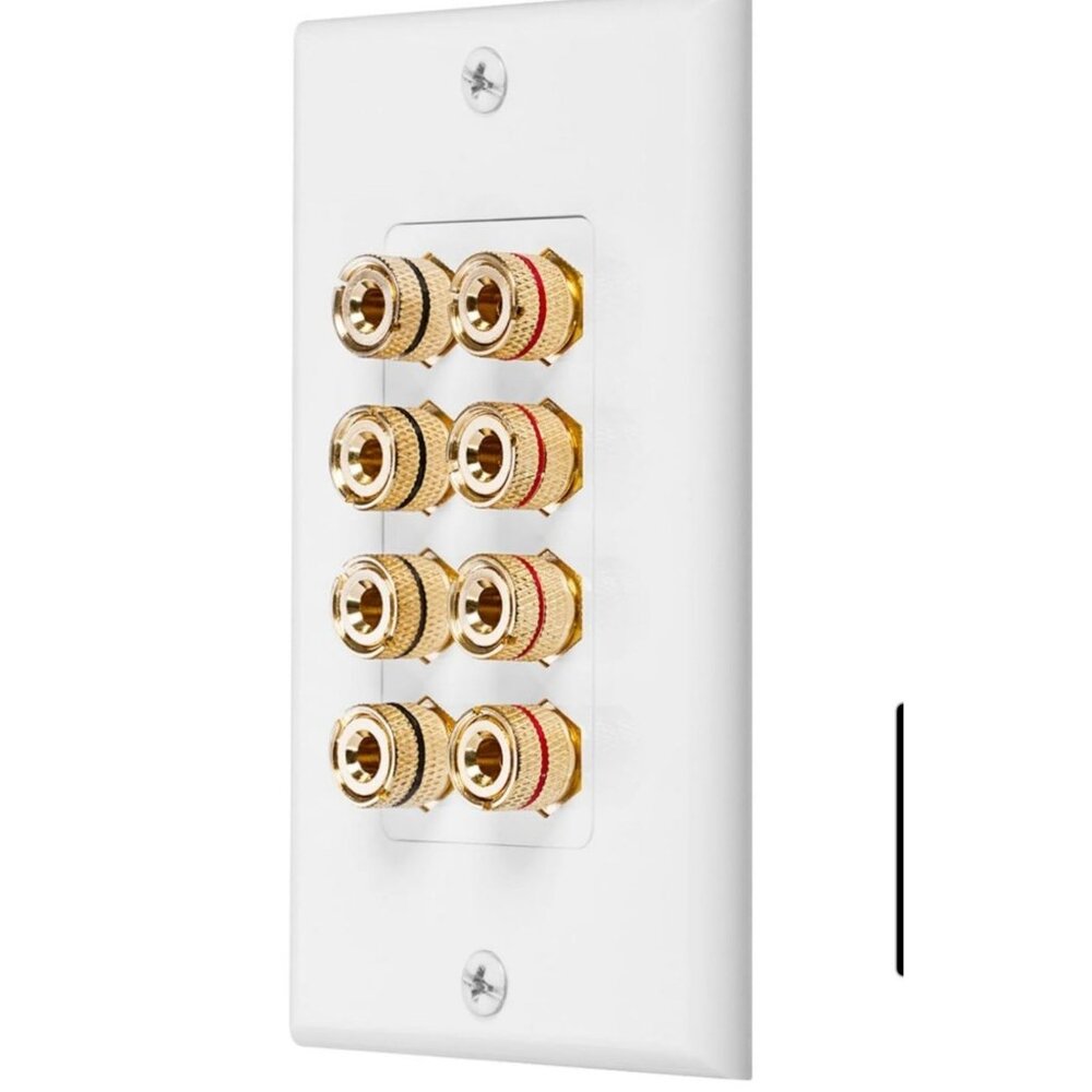 Fosmon (Quad Speaker) Home Theater Wall Plate - Gold Plated Copper Banana Bindin